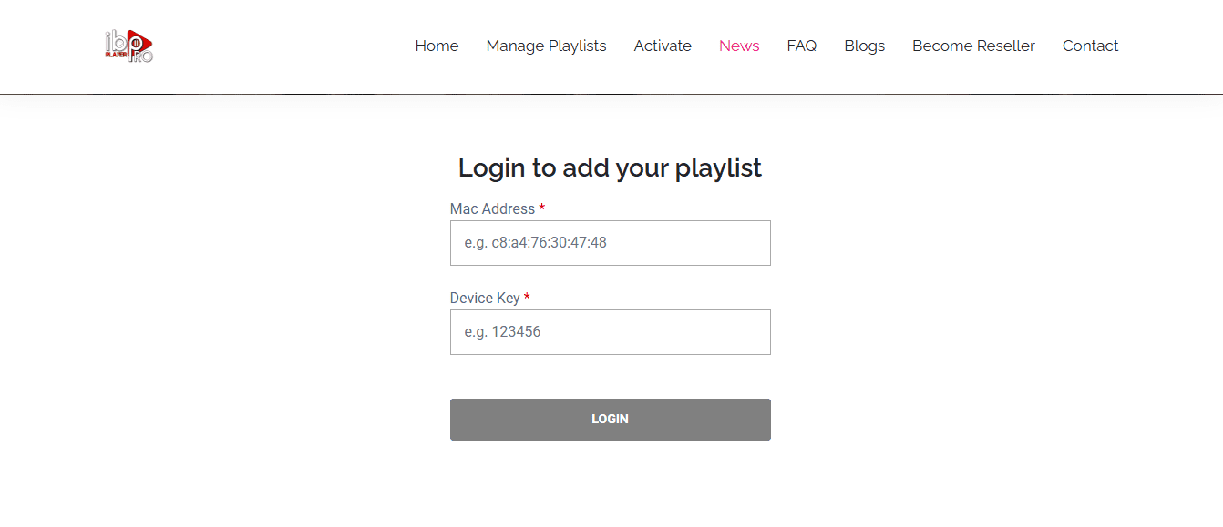 IBO Player activation screen where users enter their Device Key, demonstrating how to set up IPTV subscription quickly and easily
